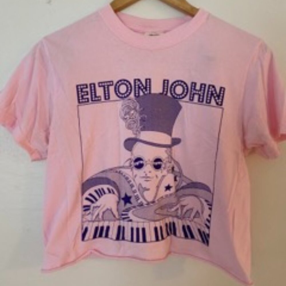 Pink Elton John Cropped Tee size medium